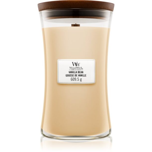 Woodwick Vanilla Bean lumânare parfumată cu fitil din lemn 609