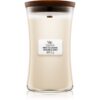 Woodwick White Tea & Jasmine lumânare parfumată cu fitil din lemn 609.5 g