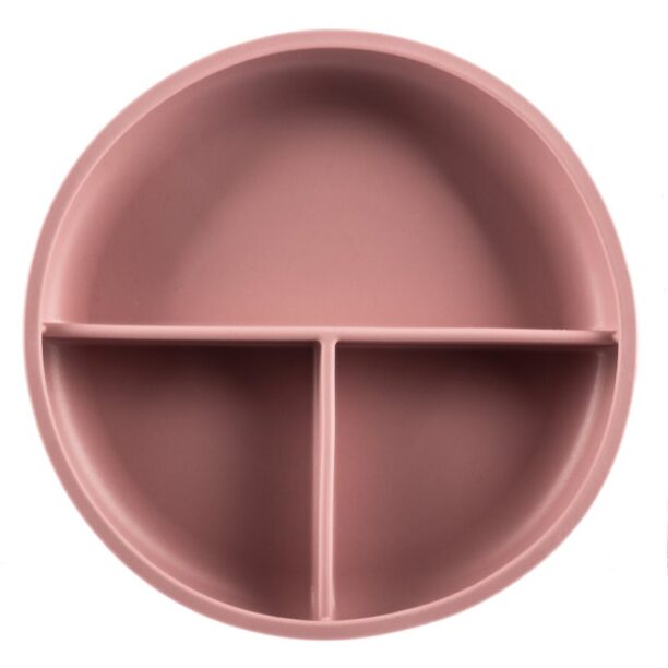 Zopa Silicone Divided Plate farfurie compartimentată cu ventuză Old Pink 1 buc preţ