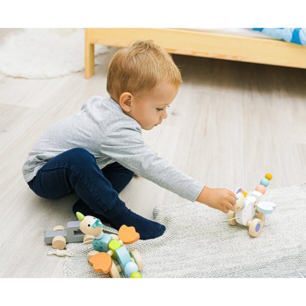 Zopa Wooden Pull Toy jucărie de tras din lemn Unicorn 1 buc preţ