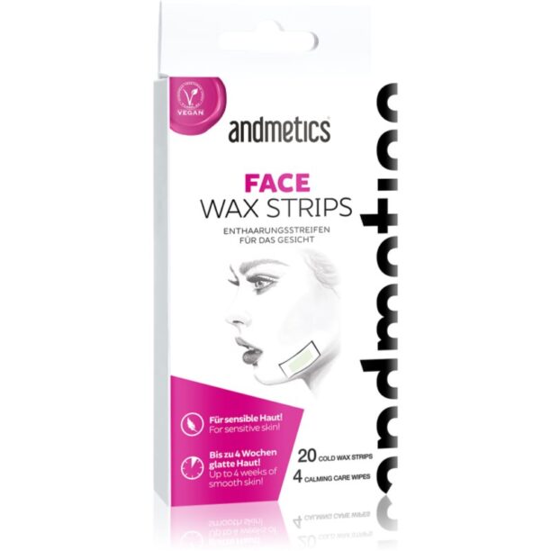 andmetics Wax Strips Face Benzi de ceara depilatoare pentru fata 20 buc preţ