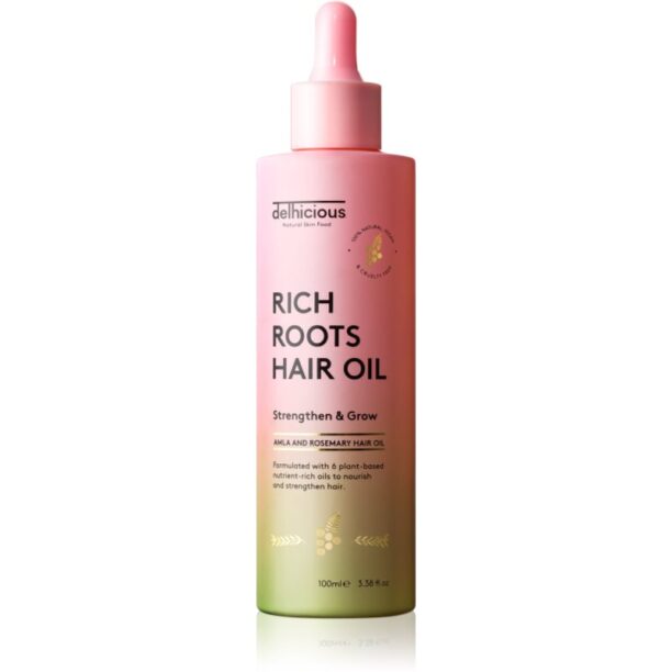 delhicious RICH ROOTS AMLA & ROSEMARY HAIR OIL ulei hidratant si catifelant pentru un scalp uscat