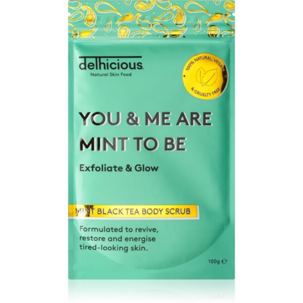 delhicious YOU & ME ARE MINT TO BE MINT BLACK TEA peeling pentru corp cu efect revigorant pentru piele uscata