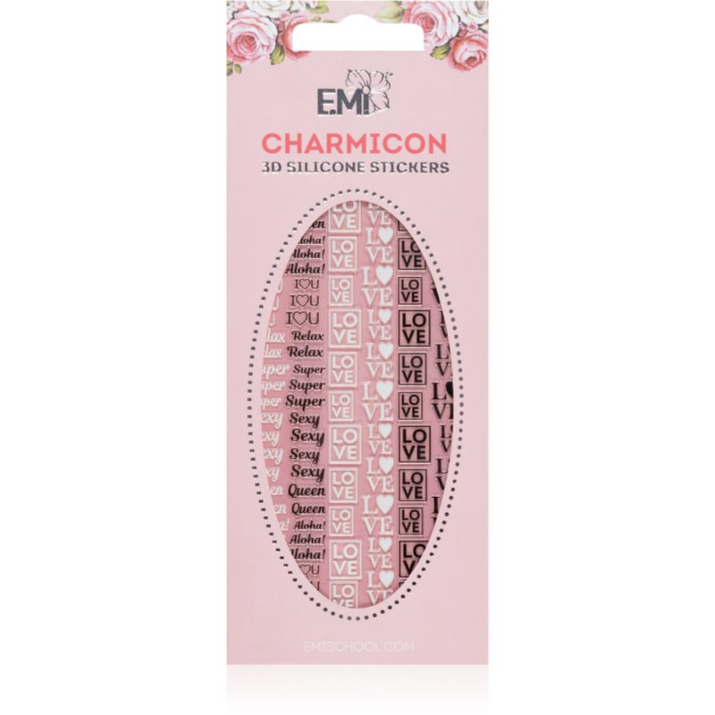 emi Charmicon Words Black/White folii autocolante pentru unghii 3D #52 1 buc