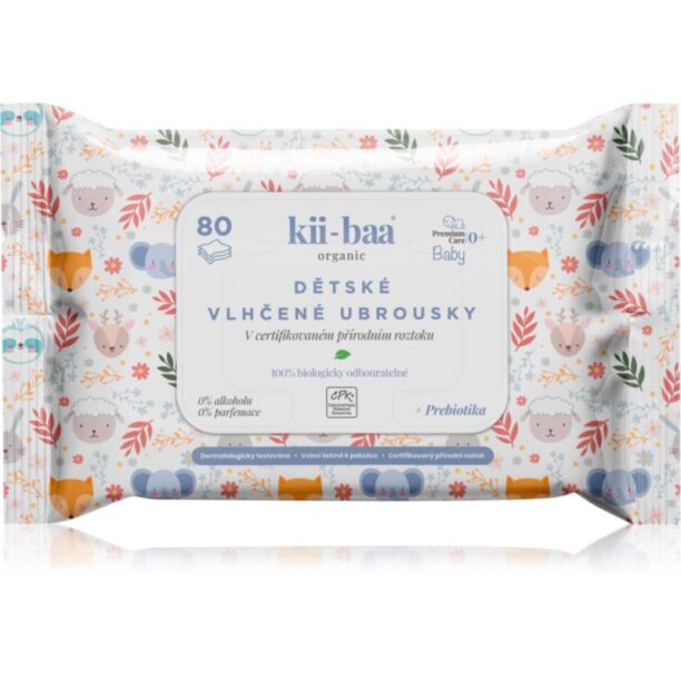 kii-baa® organic Baby Premium Care șervețele umede pentru copii cu probiotice 80 buc