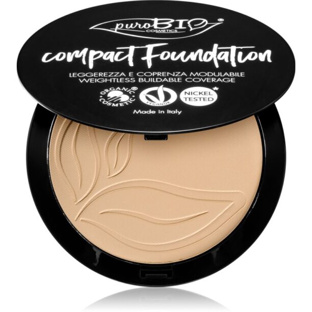 puroBIO Cosmetics Compact Foundation pudra compacta SPF 10 culoare 01 9 g