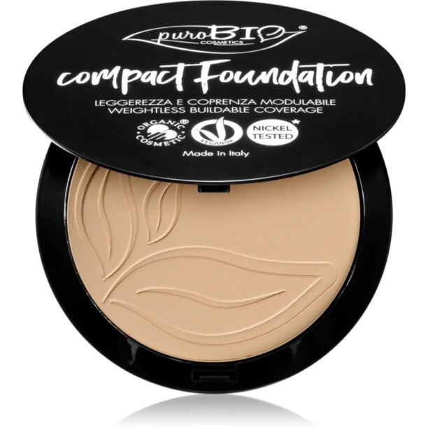 puroBIO Cosmetics Compact Foundation pudra compacta SPF 10 culoare 02 9 g