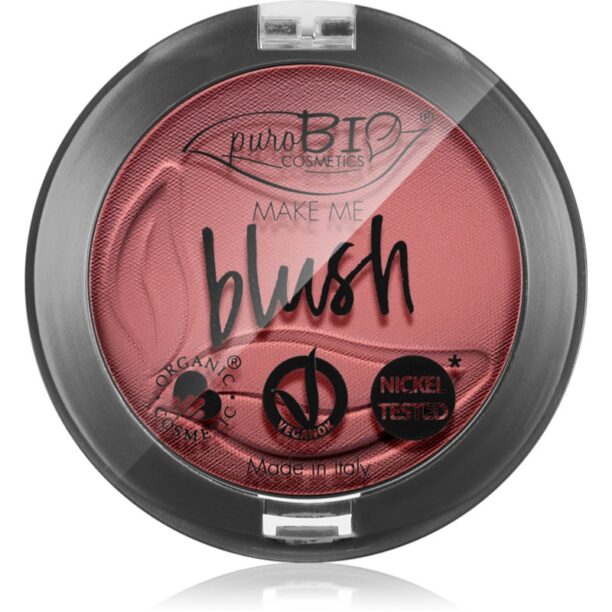 puroBIO Cosmetics Long-lasting Blush fard de obraz sub forma de pudra culoare 06 Cherry Blossom 5